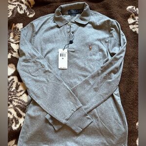 Grey long sleeve xs polo shirt. Brand new with tags